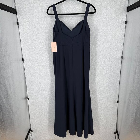 BHLDN Anthropologie Ansel Maxi Dress Size 16 Navy Blue Bridesmaid Front Slit NEW - Picture 4 of 16